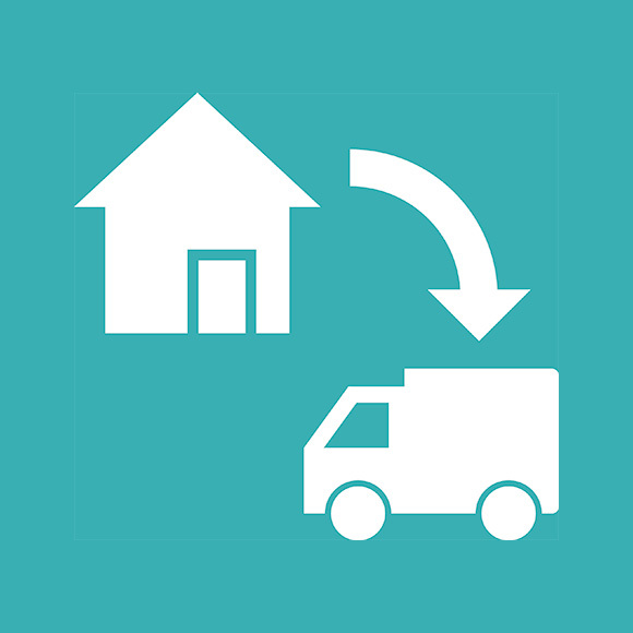 イラスト：家とトラックのシルエット